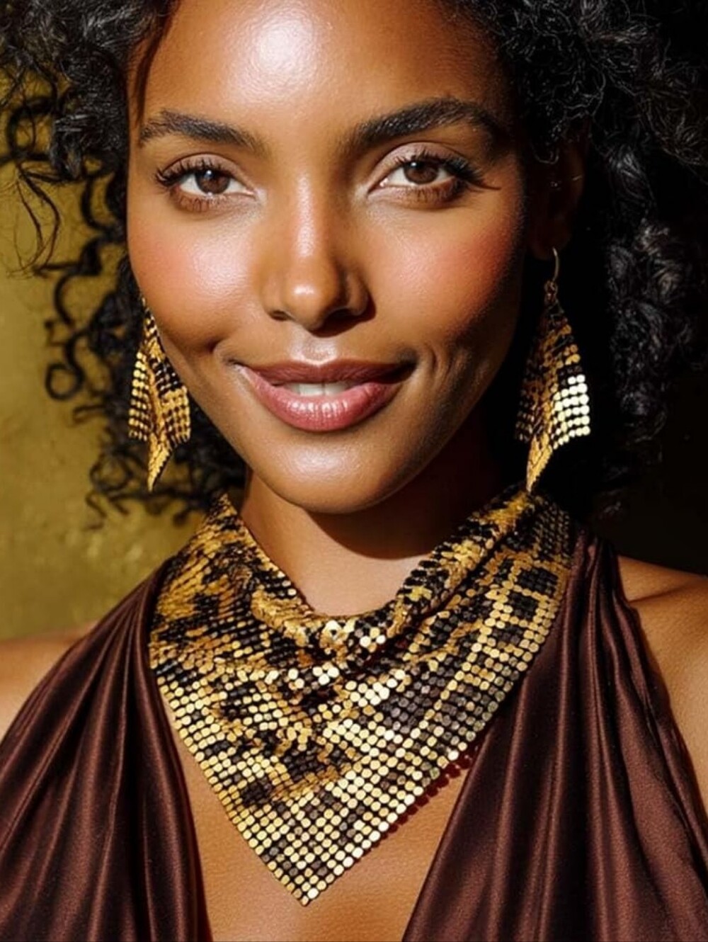 Leopard Print Jewelry Set  Necklace Earrings
